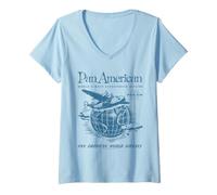 Mujer Pan Am World Airways Around The Globe Vintage Advertisement Camiseta Cuello V