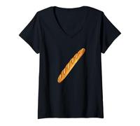 Mujer Pan Baguette Camiseta Cuello V