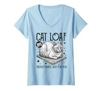 Mujer Pan De Gato Divertido Pan Recién Horneado Humor De Gato Meme Camiseta Cuello V