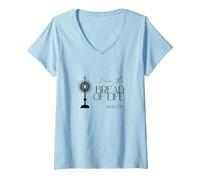 Mujer Pan de Vida Juan 6:35 Jesús Eucaristía Comunión Custodia Camiseta Cuello V