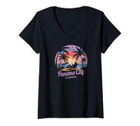 Mujer Panama City Beach Florida Vacation Caribbean Tropical Summer Camiseta Cuello V