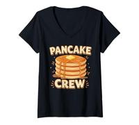 Mujer Pancake Crew Fluffy Pancakes Breakfast Lovers Brunch Fans Camiseta Cuello V