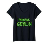 Mujer Pancake Goblin Mini Pan Pastel Mezcla Mezcla Receta Plancha Verde Camiseta Cuello V