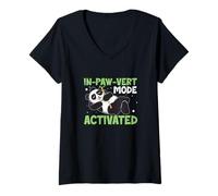 Mujer Panda Divertido Activado en Modo In-Paw-Vert para Amantes de los Pandas Gigantes Camiseta Cuello V