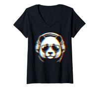 Mujer Panda estilizado - Animal estilo urbano pop art cyberpunk Camiseta Cuello V