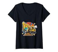 Mujer Panda Excavator Operador Construcción Maquinaria Pesada Mascota Camiseta Cuello V