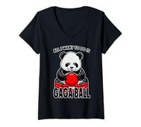 Mujer Panda Gaga Ball Todo lo Que Quiero Hacer es un Lindo y Divertido Jugador de Osos Camiseta Cuello V
