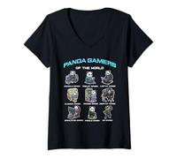 Mujer Panda Gamers of The World Diverse Gamer Panda Graphic Camiseta Cuello V