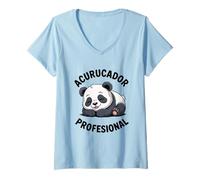Mujer Panda Gigante Durmiendo Acurrucado ACURRUCADOR Profesional Camiseta Cuello V