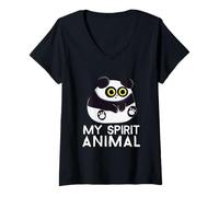 Mujer Panda Lindo Mi Espíritu Animal Divertido Panda Camiseta Cuello V