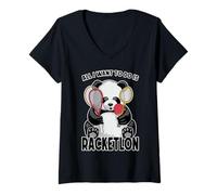 Mujer Panda Racketlon Todo lo Que Quiero Hacer es Divertido y Lindo Jugador de Osos Camiseta Cuello V
