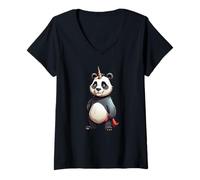 Mujer Pandacorn divertido - Panda con cuerno de unicornio Camiseta Cuello V