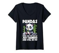 Mujer Pandas Prueba de Que Puedes Comer Solo bambú y Seguir Siendo Gordo Camiseta Cuello V