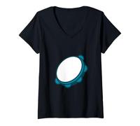 Mujer Pandeiro Instrumento Músico Músico Brasil Samba Camiseta Cuello V