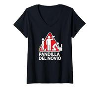 Mujer Pandilla del Novio Despedida Soltero Fiesta Humor Amigos Camiseta Cuello V