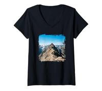 Mujer Panorama del Pico del Sendero montañoso Alpine Ridge Camiseta Cuello V