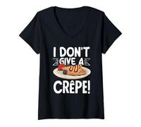 Mujer Panqueques I Don't Give A Crêpe Humor audaz Camiseta Cuello V