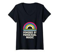 Mujer Pansexual Powered by Magic Vintage LGBTQ+ Unisex Pan Pride Camiseta Cuello V