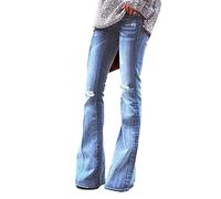 Mujer Pantalones Acampanados Pantalones De Mezclilla Talla Grande Elegante Bell-Bottoms Jeans Pantalones Vaqueros De Campana Casual Vaqueros Pitillo Cintura Alta Slim Pantalones Ancho Pierna XXL