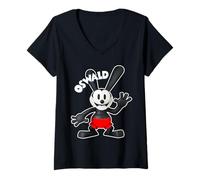 Mujer Pantalones Cortos Hello Red con Dibujos Animados Vintage de Oswald Rabbit 1927 Camiseta Cuello V
