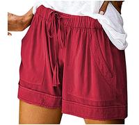 Mujer Pantalones Cortos Moda Casual Verano Shorts Talla Grande con Bolsillo y Cinturón Ajustados Cordón Trekking Deportivos Secado Rápido Pantalon Cargo de Entrenamiento Transpirables Pantalones