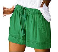 Mujer Pantalones Cortos Moda Casual Verano Shorts Talla Grande con Bolsillo y Cinturón Ajustados Cordón Trekking Deportivos Secado Rápido Pantalon Cargo de Entrenamiento Transpirables Pantalones