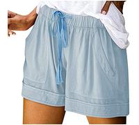 Mujer Pantalones Cortos Moda Casual Verano Shorts Talla Grande con Bolsillo y Cinturón Ajustados Cordón Trekking Deportivos Secado Rápido Pantalon Cargo de Entrenamiento Transpirables Pantalones