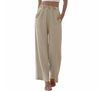 Mujer Pantalones Trekking Elástico Cintura Alta Pantalón Pierna Recta, beige, XXL
