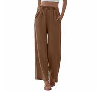 Mujer Pantalones Trekking Elástico Cintura Alta Pantalón Pierna Recta, Caqui., M