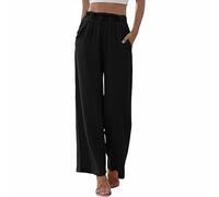 Mujer Pantalones Trekking Elástico Cintura Alta Pantalón Pierna Recta, Negro , XXL