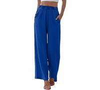 Mujer Pantalones Trekking Elástico Cintura Alta Pantalón Pierna Recta, turquesa, XXL