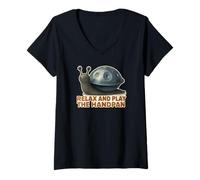 Mujer Pantam - Caracol con handpan y un Mensaje 1 - Fan Fun Camiseta Cuello V