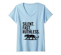 Mujer Pantera despiadada rápida silenciosa Camiseta Cuello V