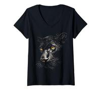 Mujer Pantera Negra Animales Motivo Obra De Arte Pantera Negra Camiseta Cuello V