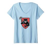 Mujer Panthers Lacrosse Vintage Lax Mascot Team Lax Stick Camiseta Cuello V