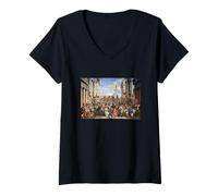 Mujer Paolo Veronese The Wedding at Cana Camiseta Cuello V