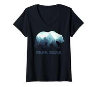 Mujer Papa Bear Wildlife Regalo del Día del Padre para papá, papá o papá Camiseta Cuello V