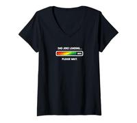 Mujer Papá Broma Cargando 99% por Favor Espere Pixel Art Humor Camiseta Cuello V
