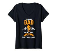 Mujer Papá Caminante Que ama Las montañas Camiseta Cuello V