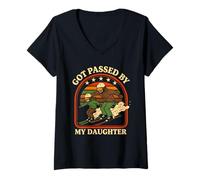 Mujer Papá de esquí de montaña pasó Junto a mi Hija Vintage Ski Camiseta Cuello V