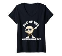 Mujer Papá de la comunión niño primera primera comunión para papá Camiseta Cuello V