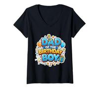 Mujer Papá del Cumpleaños Niño Divertido Hijo B-Day Padre Papa Daddy Camiseta Cuello V