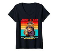 Mujer Papa Gorilla, Just A Dad who always came back with the milk Camiseta Cuello V
