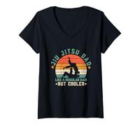 Mujer Papá Jiu Jitsu es como un Papá MMA Retro Normal Pero más Guay y Divertido Camiseta Cuello V