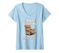 Mujer Papá Joke Funny Men I'm Not Sleeping I'm Resting My Eyes Camiseta Cuello V