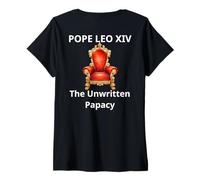 Mujer Papa León XIV El Papado No Escrito Vaticano Católico Americano Camiseta Cuello V