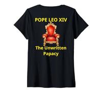 Mujer Papa León XIV El Papado No Escrito Vaticano Católico Americano Camiseta Cuello V