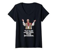 Mujer Papa León XIV No construyas Otra Babel. Construye Jerusalén Camiseta Cuello V