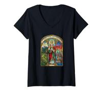 Mujer Papa León XIV Un Papa para Las Américas Estilo vitral Camiseta Cuello V