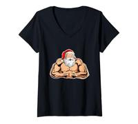 Mujer Papá Noel canalla Camiseta Cuello V
